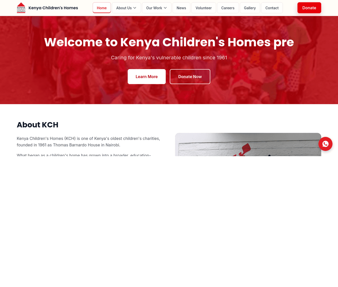 Kenya Children's Homes website preview