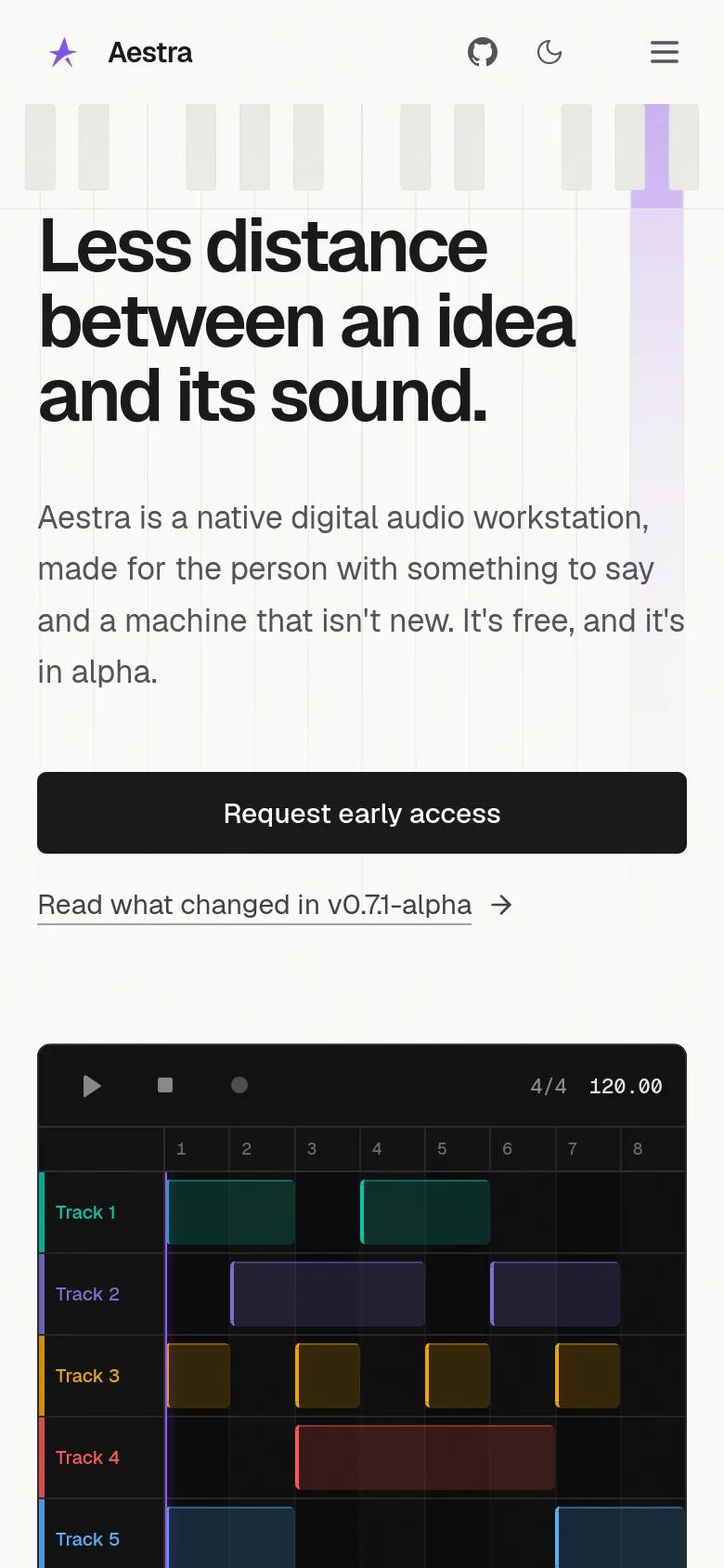 The Aestra homepage on a phone